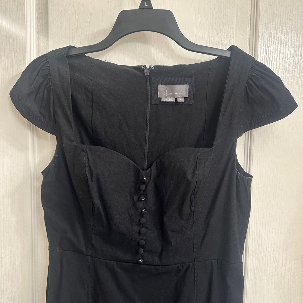 Anthropologie Black Cap Sleeve Midi Dress